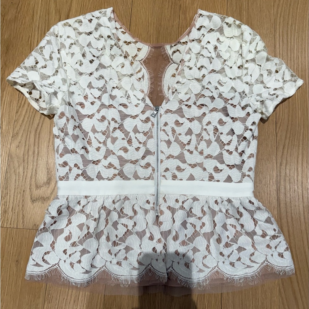 BCBG White Lace Blouse Top, Size S - Picture 6 of 10